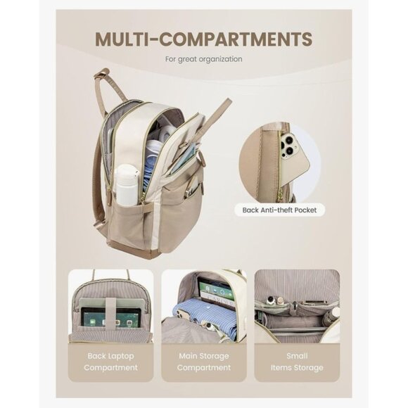 LOVEVOOK Travel Laptop Backpack Women, 17.3 Inch Anti-theft Laptop Bag USB Port - Picture 4 of 14